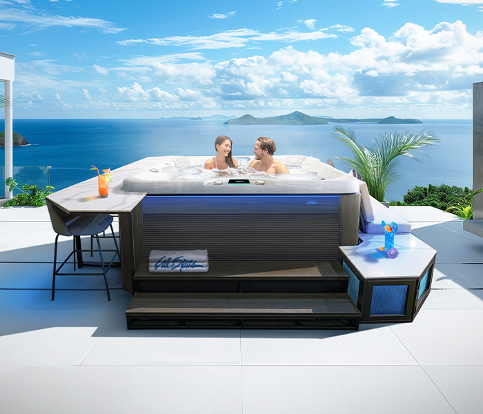 Calspas hot tub being used in a family setting - Johns Creek